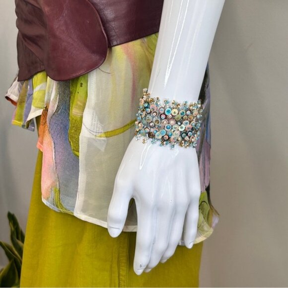 Handmade Boho Gypsy Bead and Sequins Wristlet - Picture 3 of 10